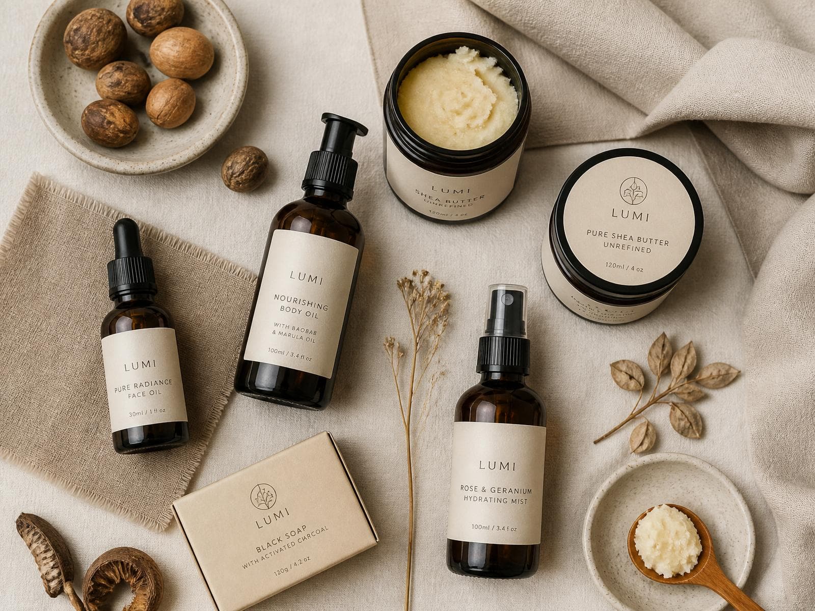 Premium skincare products suitable for a South African ecommerce catalogue
