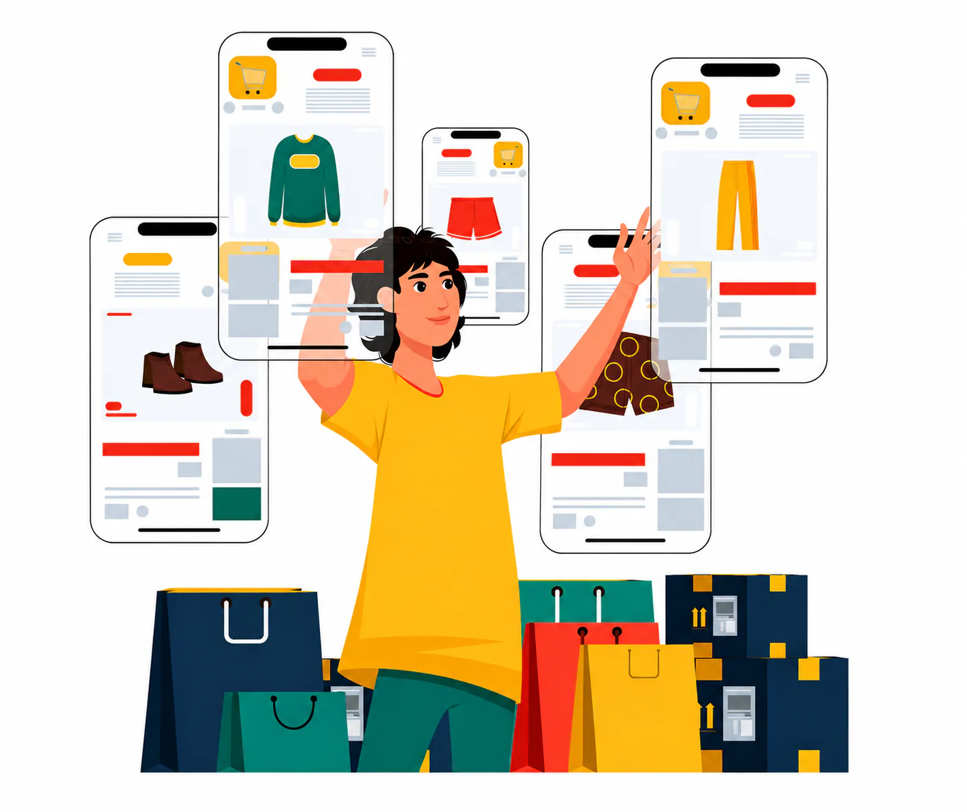 A seller managing products across mobile online storefronts